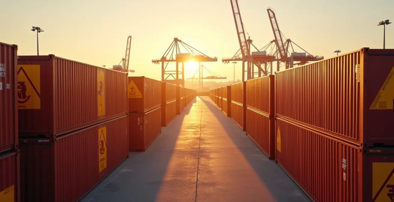 Vue de conteneurs spécialisés dans un port moderne