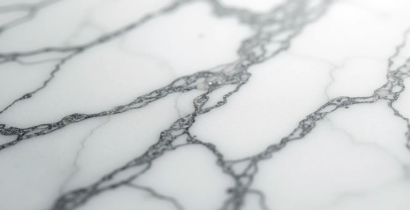 Gros plan sur les veines naturelles d'une surface de marbre blanc