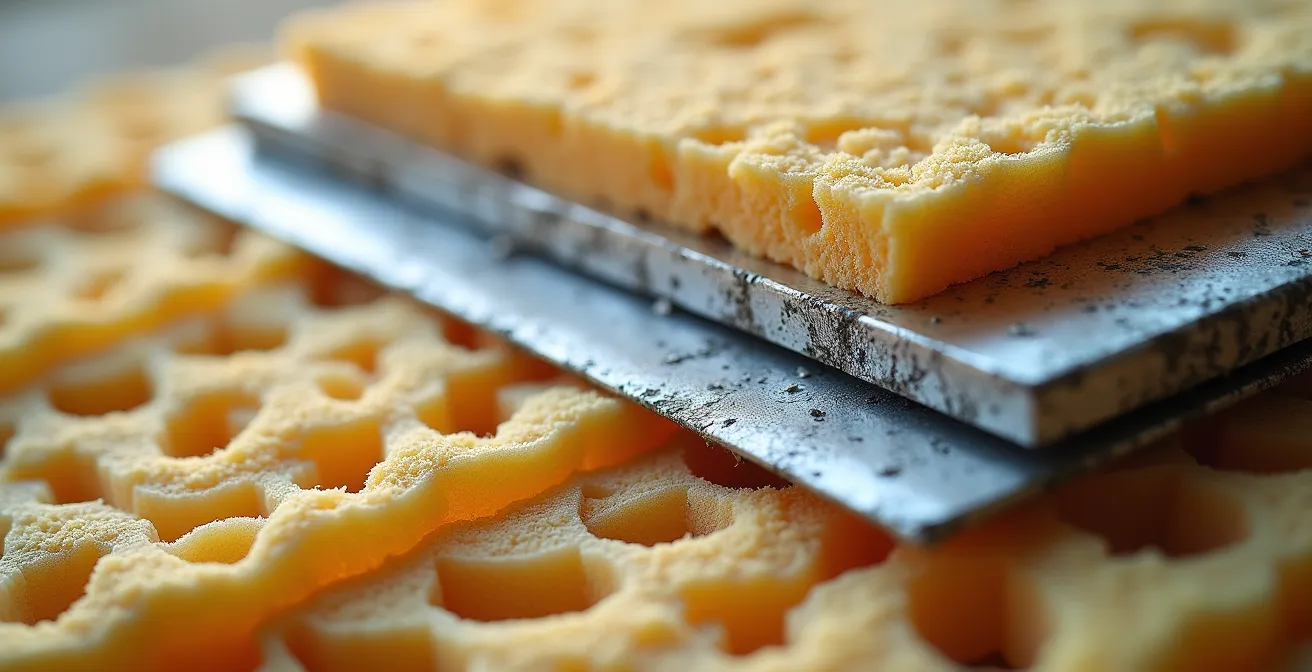 Détail de matériaux d'isolation thermique avec textures variées