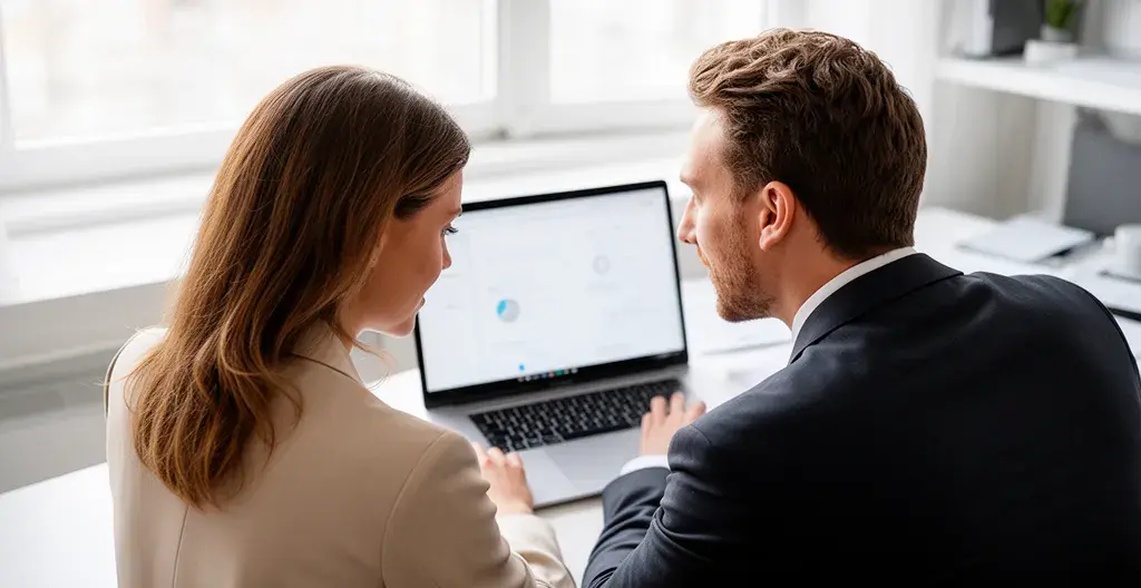 Consultant en financement public et dirigeant PME analysant un projet de décarbonation