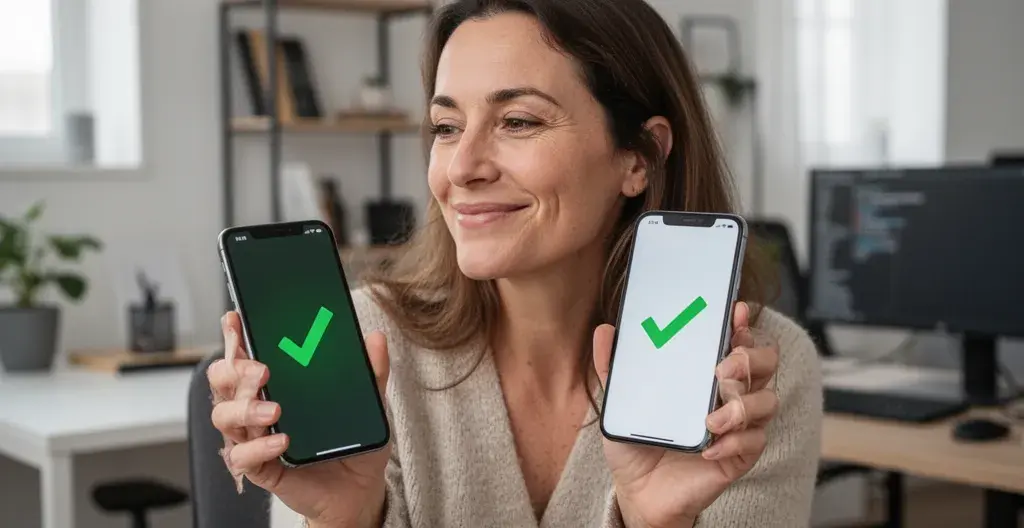 Personne vérifiant la validation de sa déclaration LMNP sur smartphone